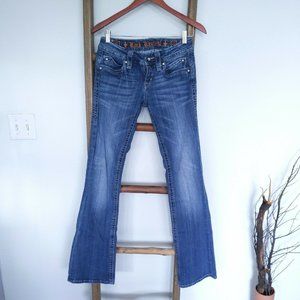 Rock Revival Womens Rhinestone Sasha Boot Jeans Sz 27 Bling Western Pockets Blue